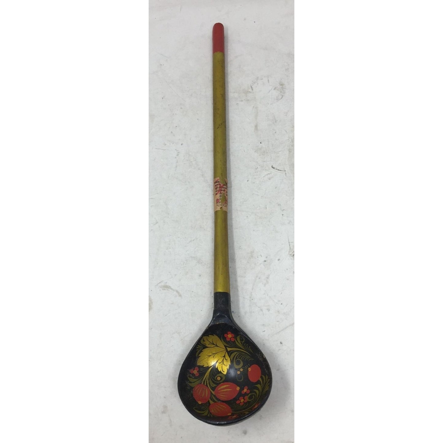 Traditional Khokhloma Vintage Soviet Time Russian Folk Art Wood Large Spoon