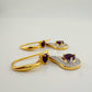 Pretty Teardrop Purple African Amethyst Earrings with Detailing and Gold Overlay