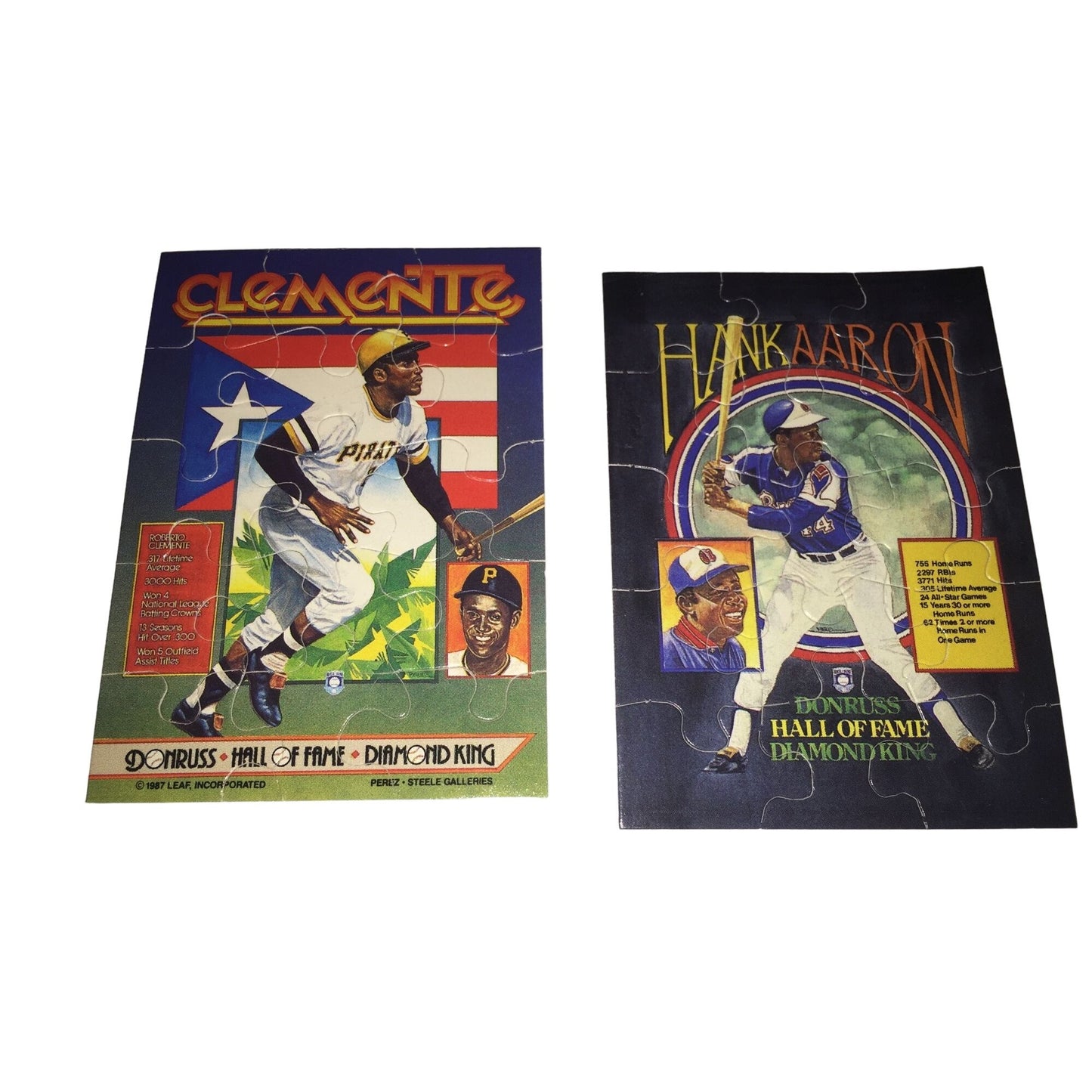 Vintage Baseball Diamond King Puzzles- Hank Aaron and  Clemente