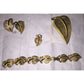 Womens Gold Tone Leaf Jewelry Set- Bracelet, Pendant, Clip on Earrings & Pin