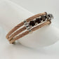 10 Ct Smokey Quartz Twisted Bands Cuff Bracelet - Sterling Silver & Stainless Steel