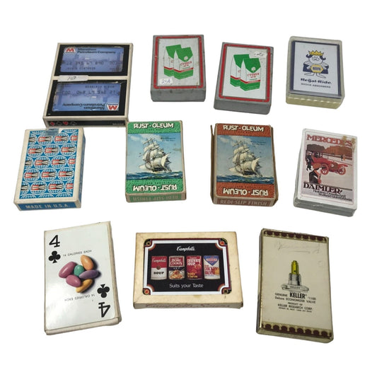 Vintage Advertising Playing Cards for US Brands (11 Boxes)