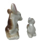 Two Small Miniature Porcelain Deer Figurines- Brown and White Doe and Fawn