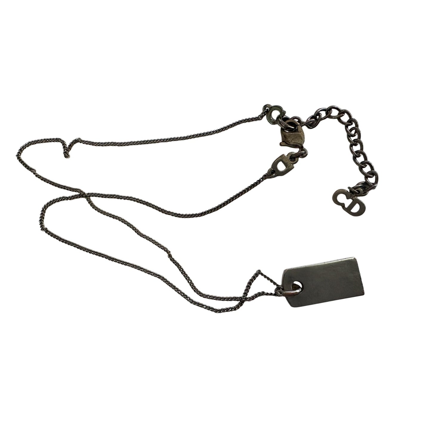 Christian Dior Dog Tag Style Necklace - Gunmetal