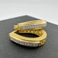 Beautiful Diamond Hoop Earrings - Sterling SIlver w Gold Overlay & Lattice Back