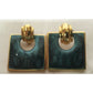 Womens Gold Tone Chain Necklace & 2 Pairs of Matching Earrings (Gold Hoops/Teal Earrings)