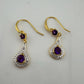 Pretty Teardrop Purple African Amethyst Earrings with Detailing and Gold Overlay