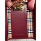 Burberry Burgundy Leather Key  Holder with Nova Check Accents