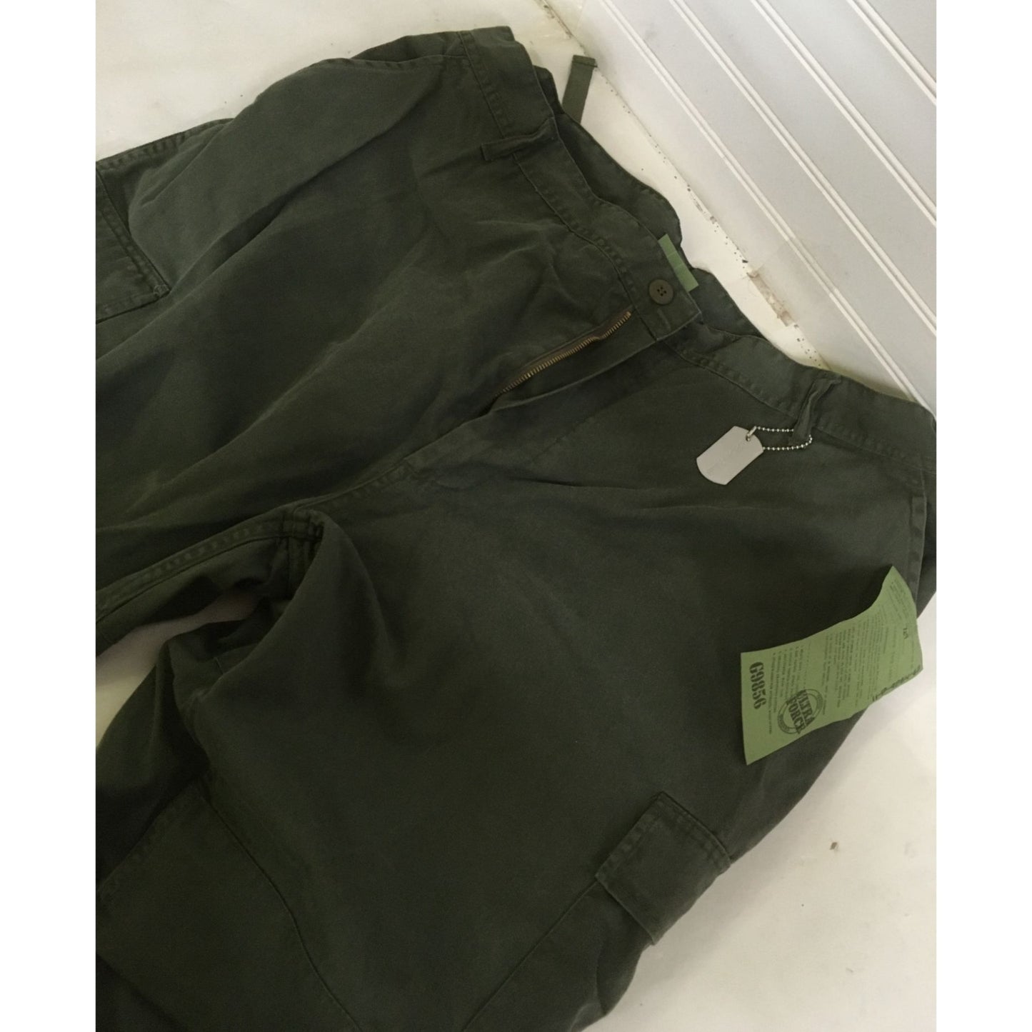 Men's XX Large Regular Olive Green Cargo Pants w/ Dog Tag