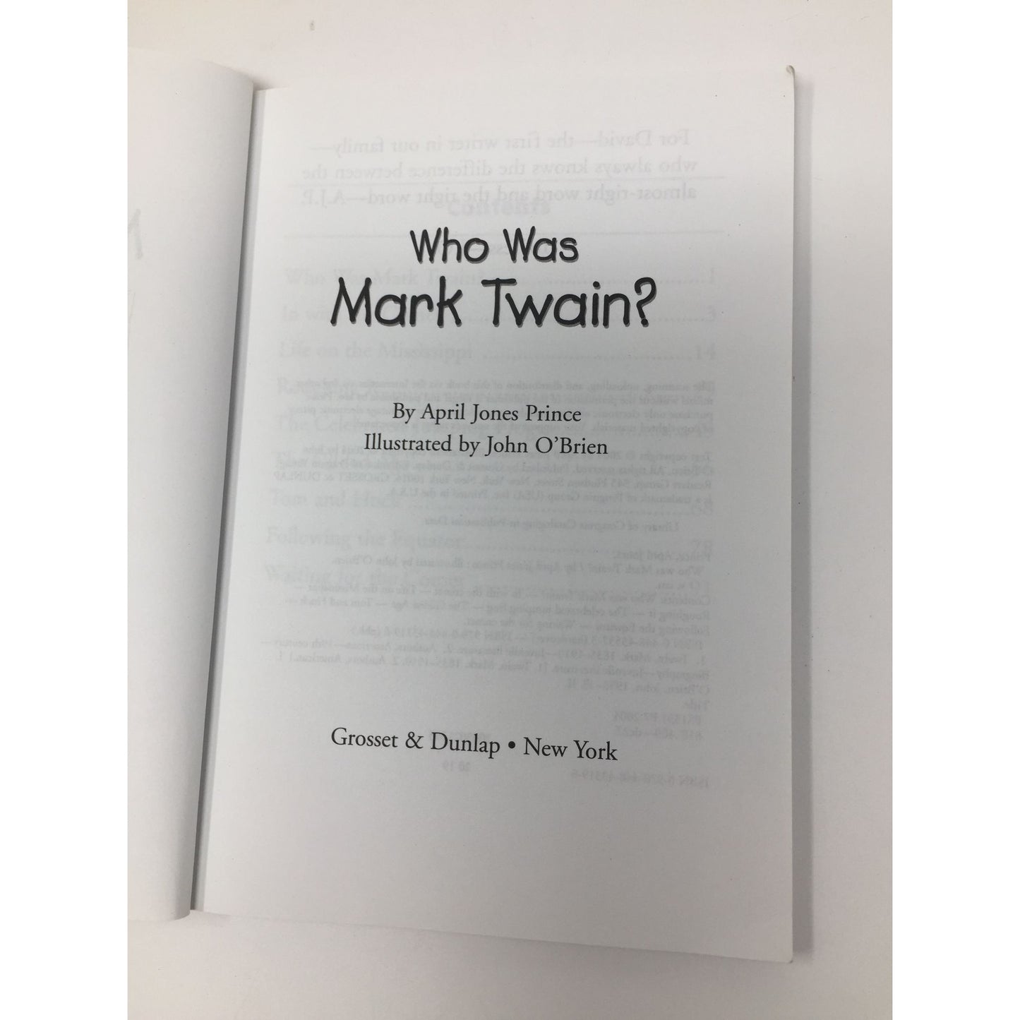 Who Was Mark Twain? book by April Jones Prince And John O'Brien