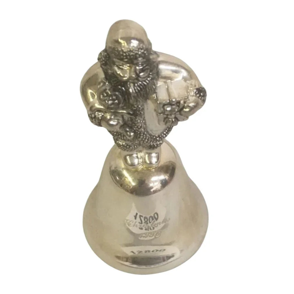 Making Spirits Bright - 1996 Christmas Bell - Silver Santa Claus Bell in Red Satin Lined Box - Holiday Decor Collectible A+ Stuff  A+ Stuff