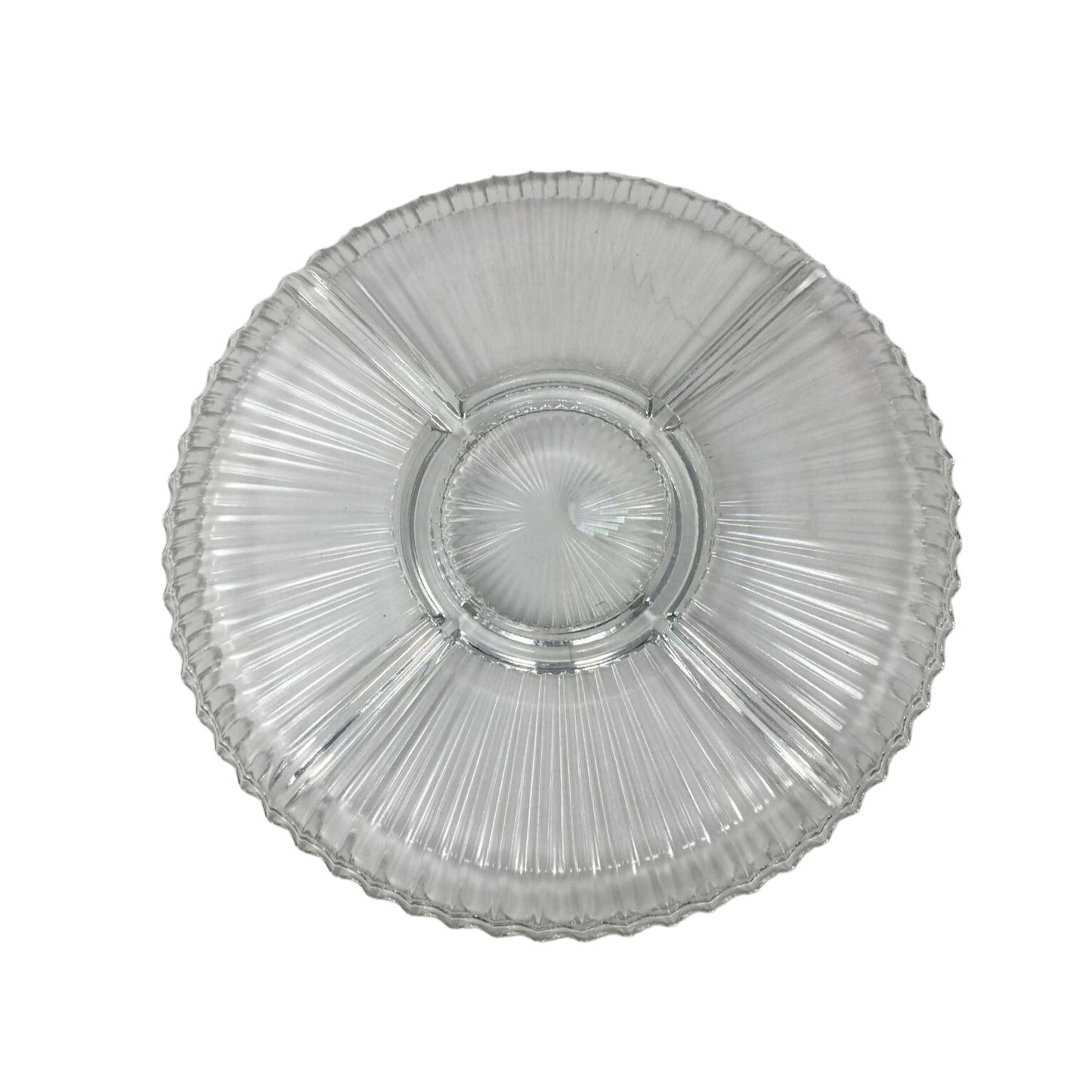 Vintage Retro Clear Glass 10" Sectioned Serving Snack Tray Dish