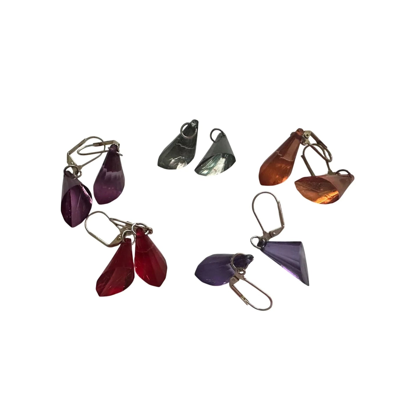 5 Pairs of Women's Dangle Earrings (Gray, Red, Orange, Purple) - A+ Stuff - earrings - A+ Stuff