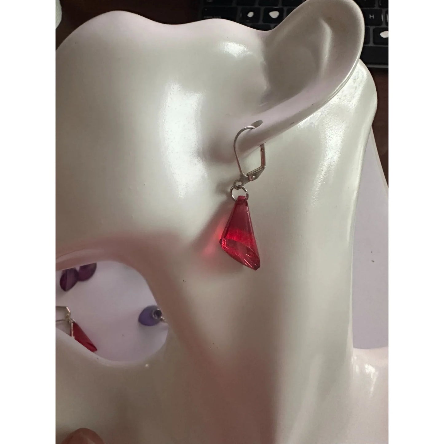 5 Pairs of Women's Dangle Earrings (Gray, Red, Orange, Purple) - A+ Stuff - earrings - A+ Stuff