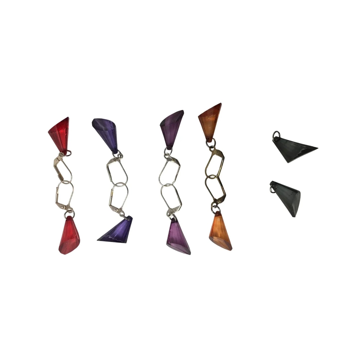 5 Pairs of Women's Dangle Earrings (Gray, Red, Orange, Purple) - A+ Stuff - earrings - A+ Stuff