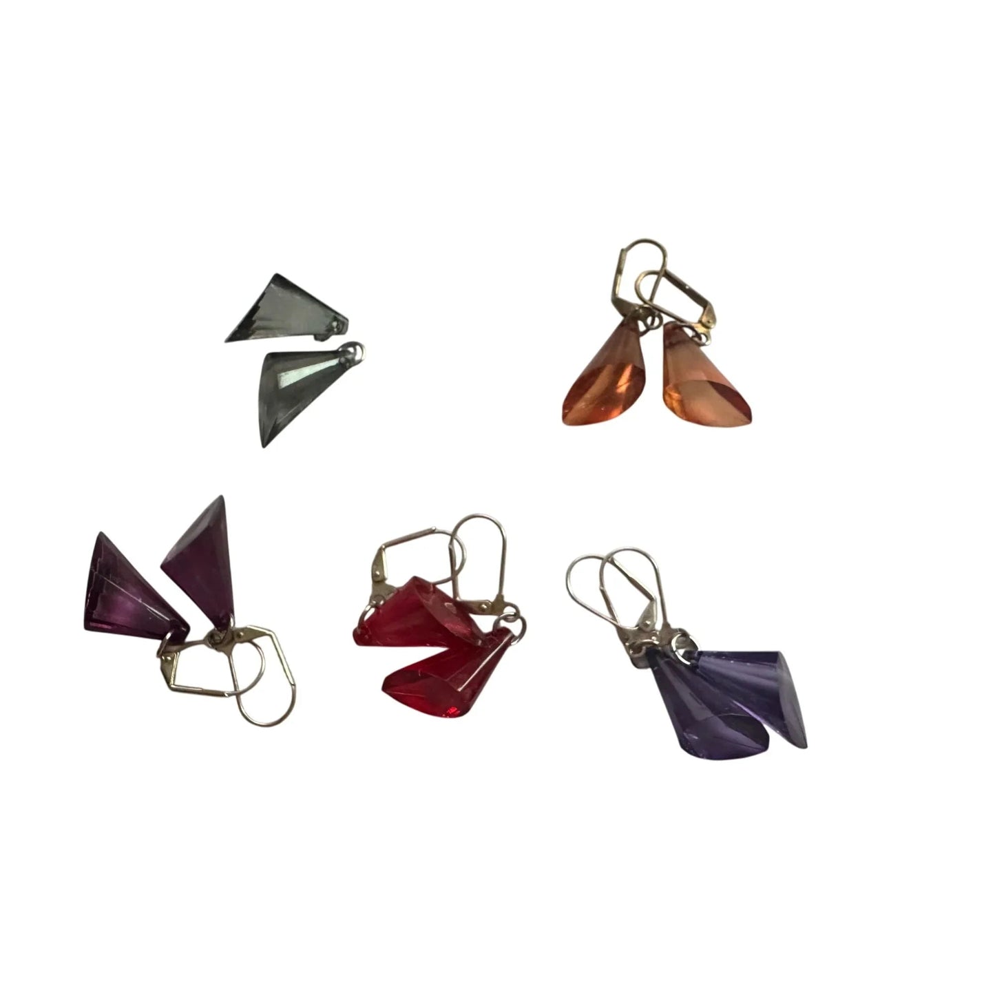 5 Pairs of Women's Dangle Earrings (Gray, Red, Orange, Purple) - A+ Stuff - earrings - A+ Stuff