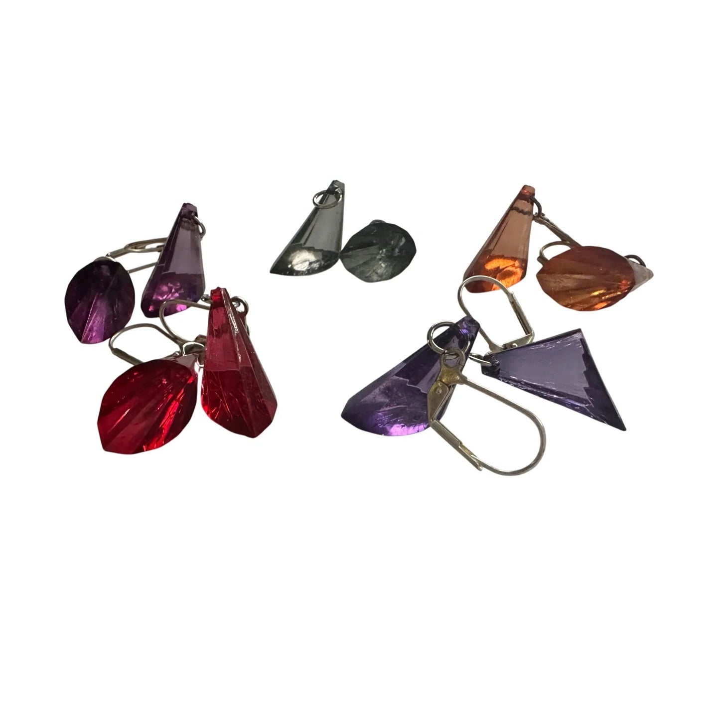 5 Pairs of Women's Dangle Earrings (Gray, Red, Orange, Purple) - A+ Stuff - earrings - A+ Stuff