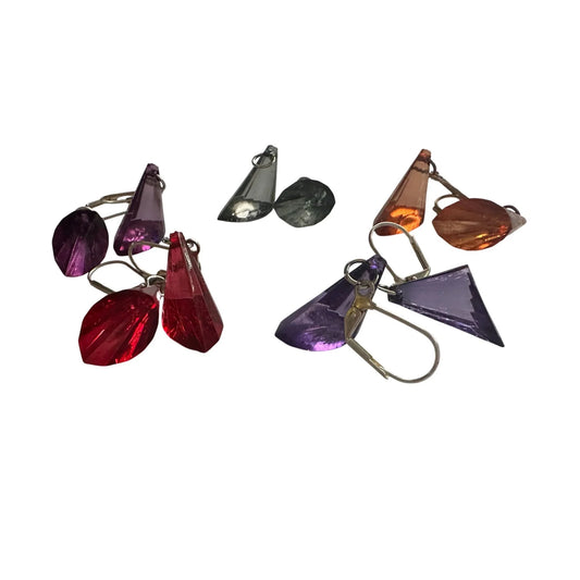 5 Pairs of Women's Dangle Earrings (Gray, Red, Orange, Purple) - A+ Stuff - earrings - A+ Stuff