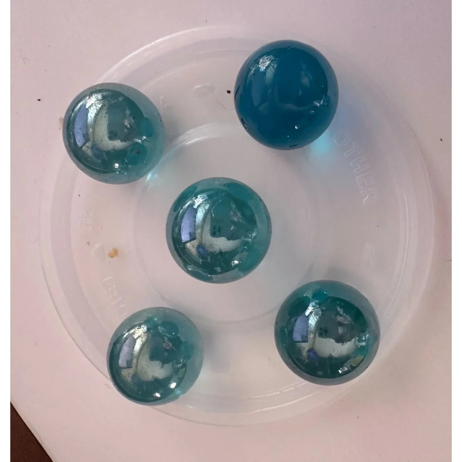 5 Vintage Blue Shiny Large Glass Shooter Marbles - A+ Stuff - Collectibles - A+ Stuff