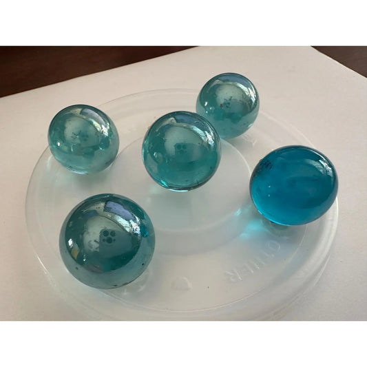 5 Vintage Blue Shiny Large Glass Shooter Marbles - A+ Stuff - Collectibles - A+ Stuff
