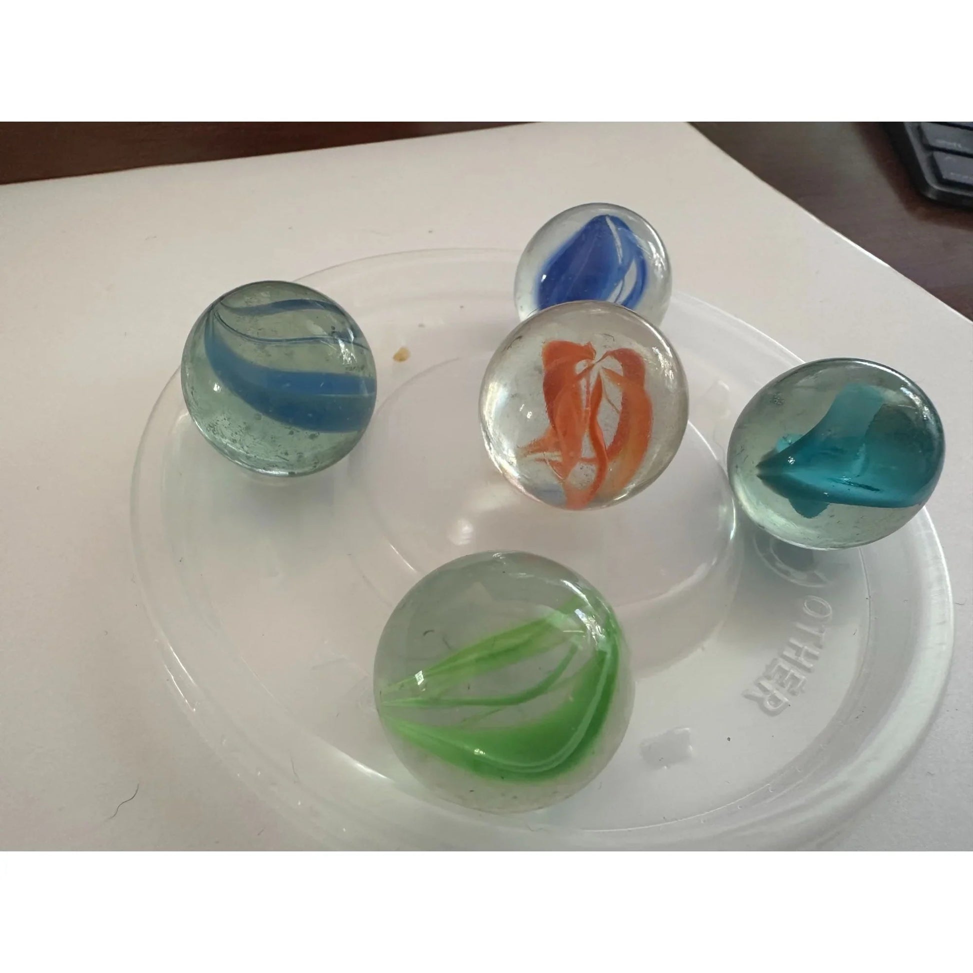 5 Vintage Clear Shiny Large Glass Shooter Marbles - A+ Stuff - Collectibles - A+ Stuff