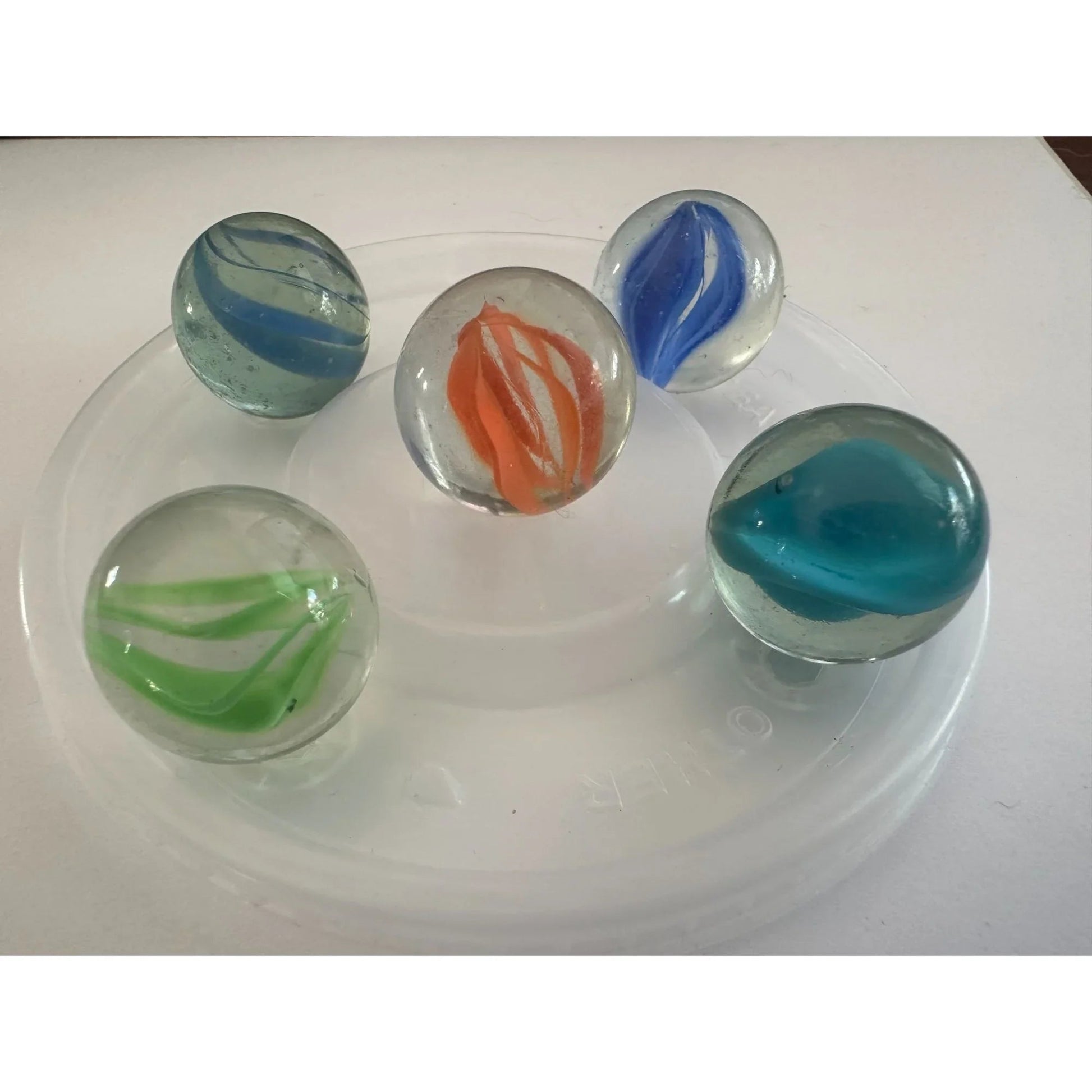 5 Vintage Clear Shiny Large Glass Shooter Marbles - A+ Stuff - Collectibles - A+ Stuff
