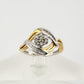 Beautiful 1/4 ct Diamond Ring Baguette and Flower Cluster with Two-Tone Sterling Band Size 6