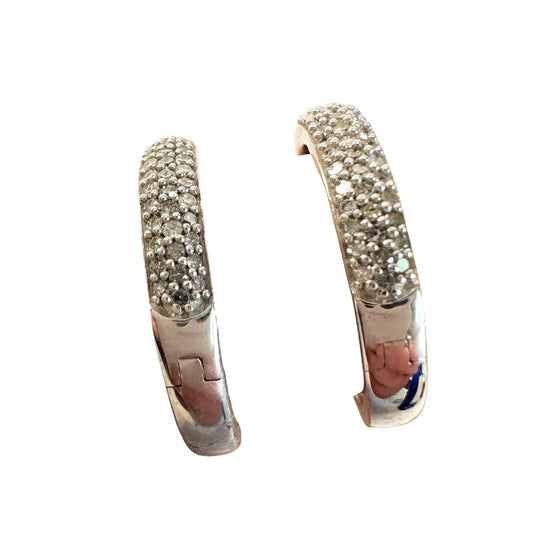 1/2 Carat Natural Diamond Hoop Earrings in Sterling Silver