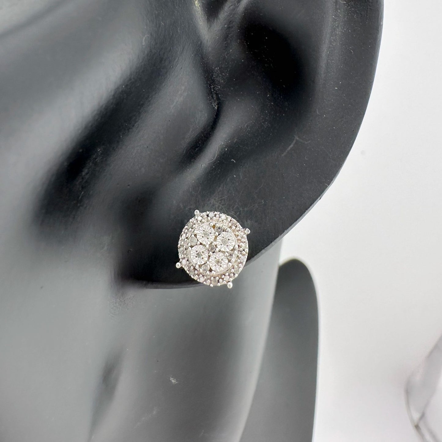 Diamond Stud Earrings in Sterling Silver - Natural Diamonds