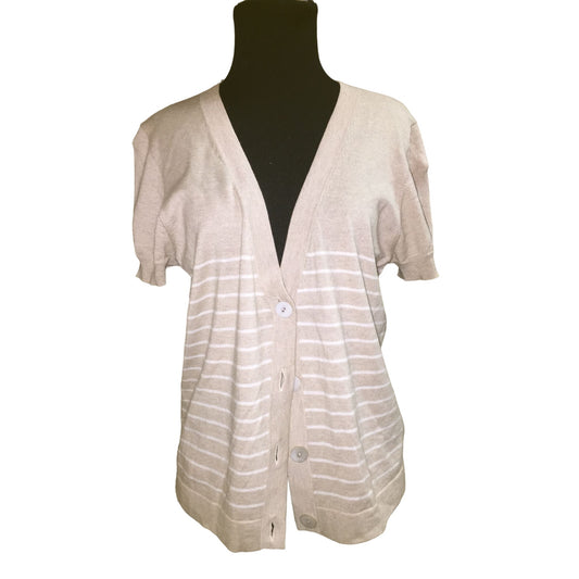 Womens Pure Collection Size 8/10 Short Sleeved Button up Striped Cardigan