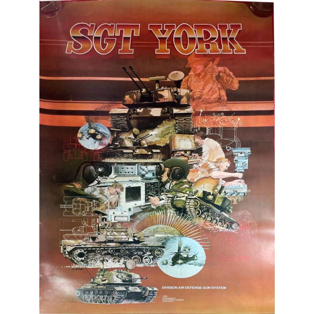 Vintage 1983 SGT YORK Division Air Defense Gun System / Anti-Aircraft System Poster