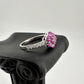 Pretty and Bright - Pink Lab Created Sapphire Petals Flower Ring - Sterling Silver Size 7.25