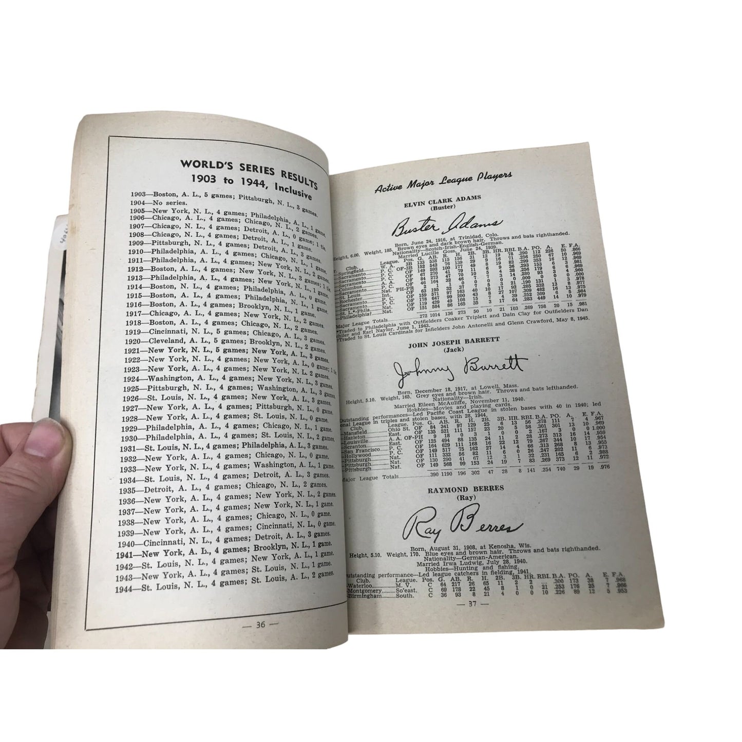 Vintage 1945 Baseball Register by The Sporting News The Game's "400"