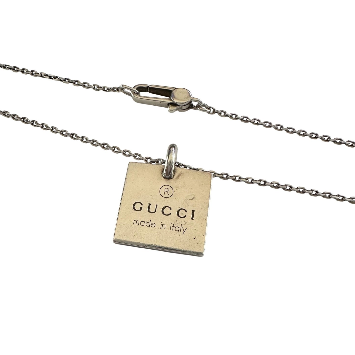 Gucci Logo Square Pendant on 19" Chain