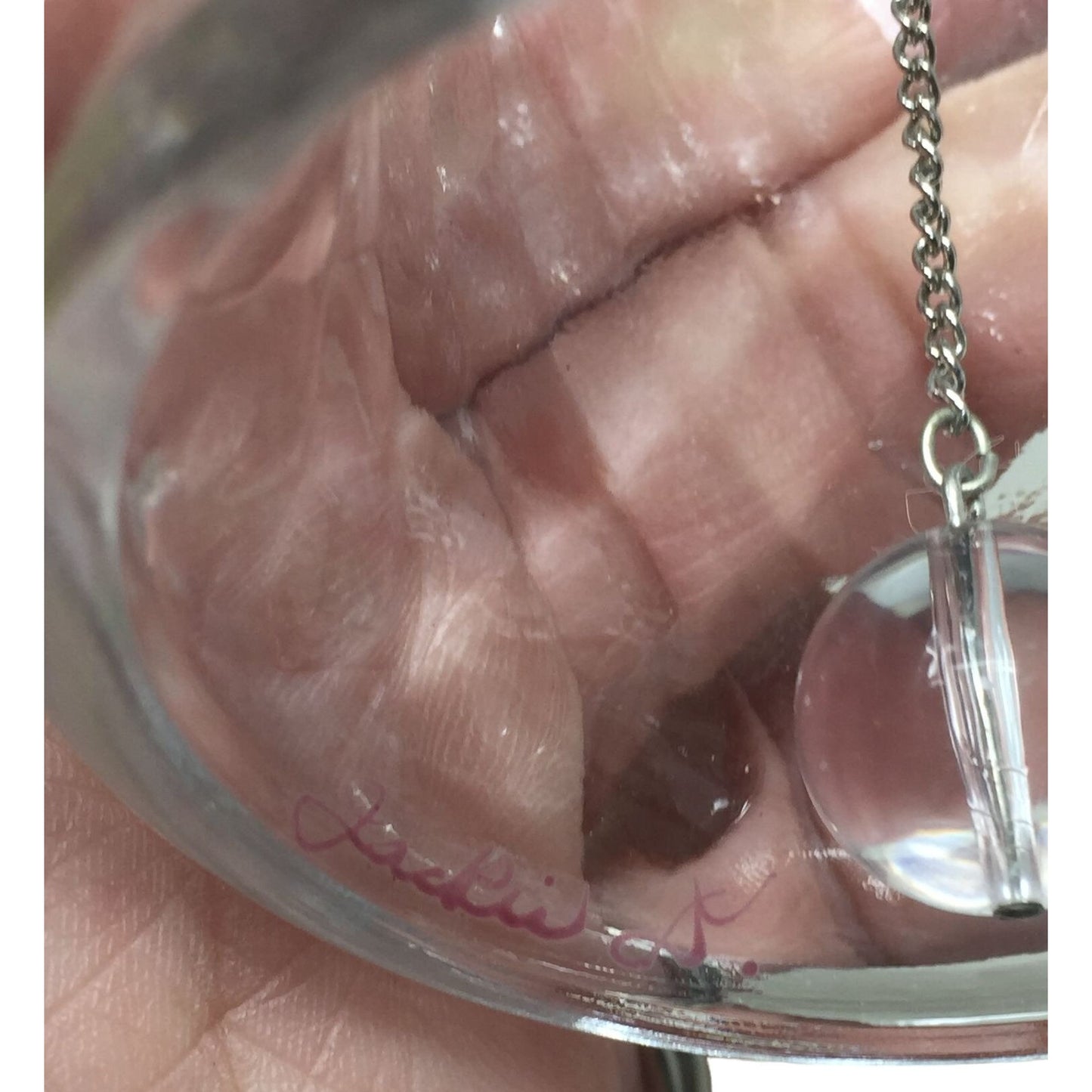 Crystal Glass Handled Bell with the word "Mother" and Pink flowers painted on it