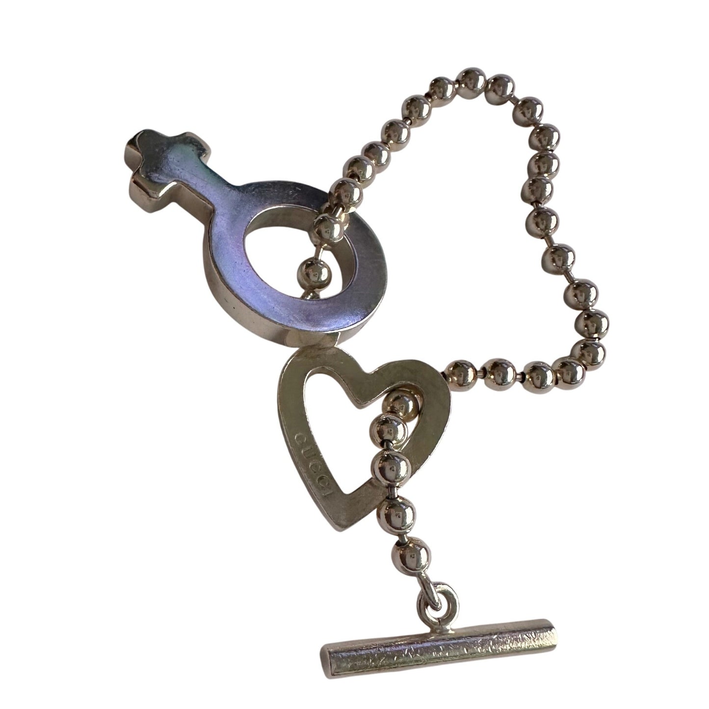 GUCCI Ball and Chain Heart Bracelet with Female Symbol Pendant Charm