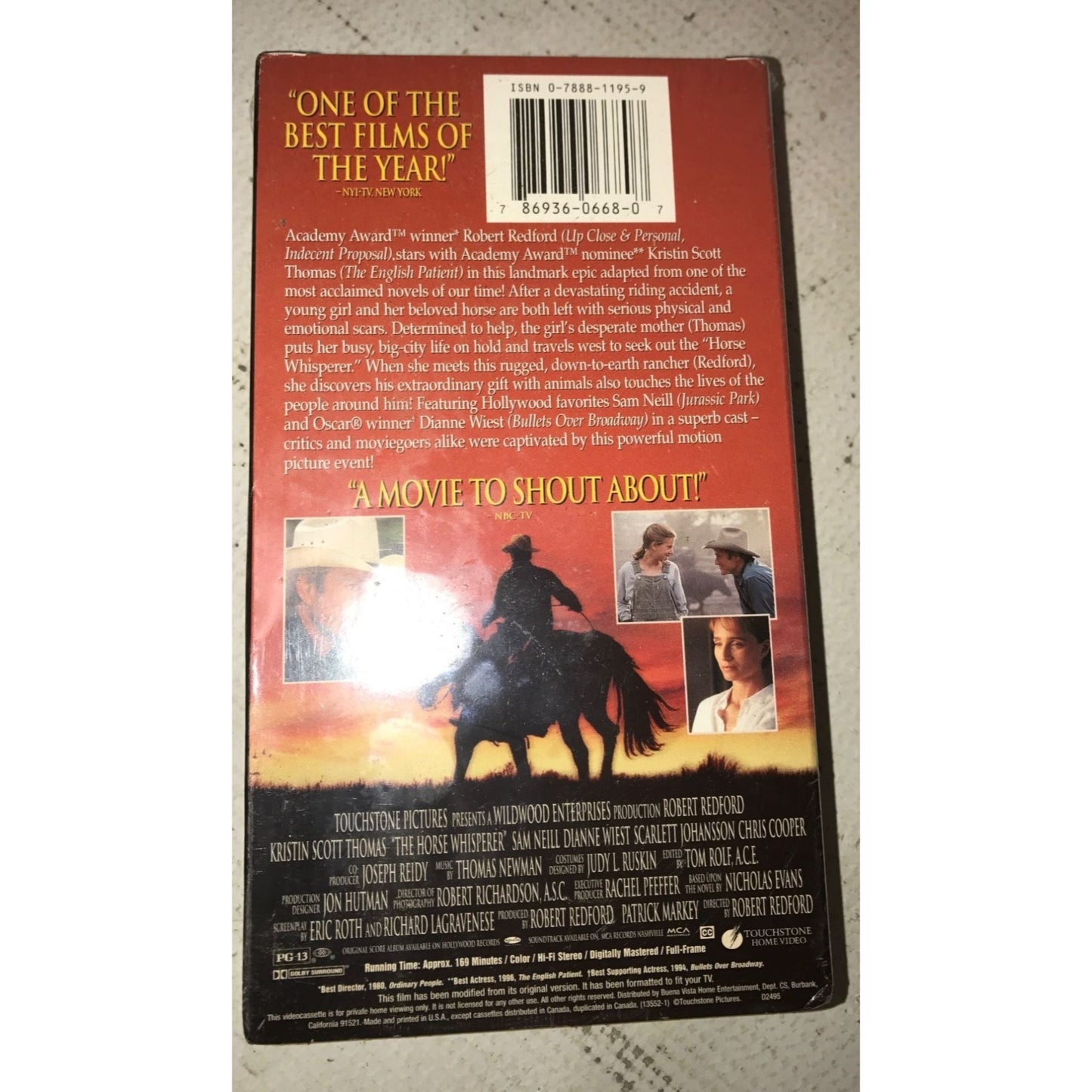 The Horse Whisperer VHS Tape- Robert Redford/Kristin Scott Thomas