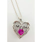 Bright and Beautiful "Mom" Neckace - Heart Shaped Lab Created Pink Sapphire - Sterling