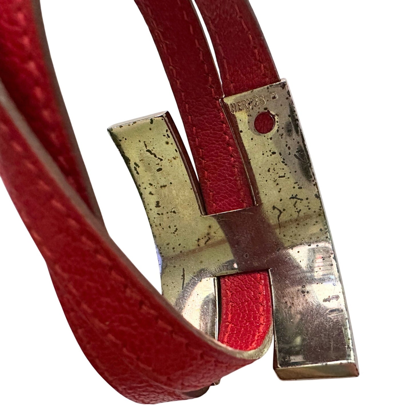 Hermes Pousse - Pousse Red Leather Wrap Bracelet