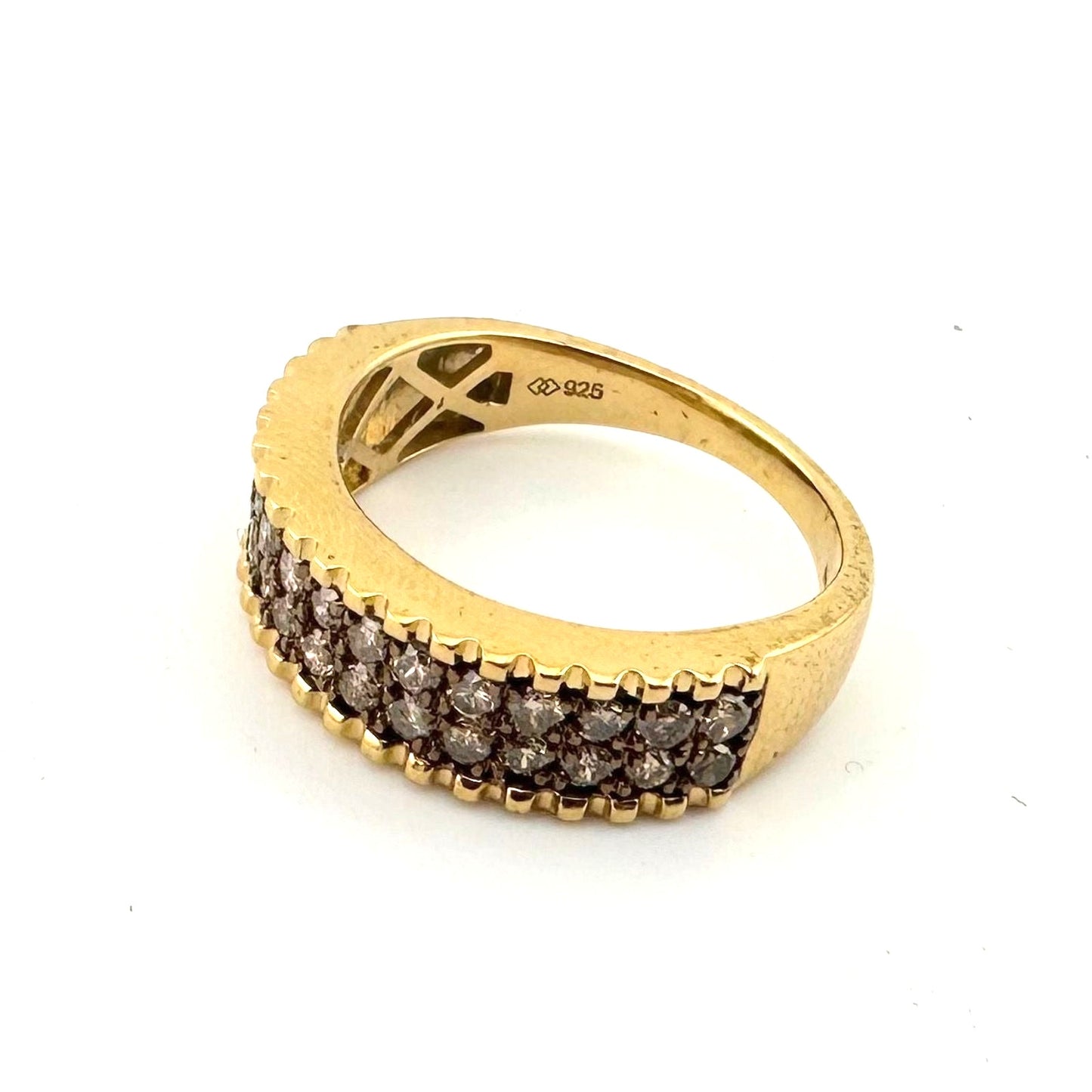 Elegant 3/4 Ct Diamond 2 row Anniversary Ring 14kt Gold Over Sterling Silver