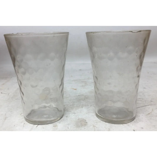 Set of 2 Clear Glass Shot Glasses w/ Honeycomb Pattern - A+ Stuff