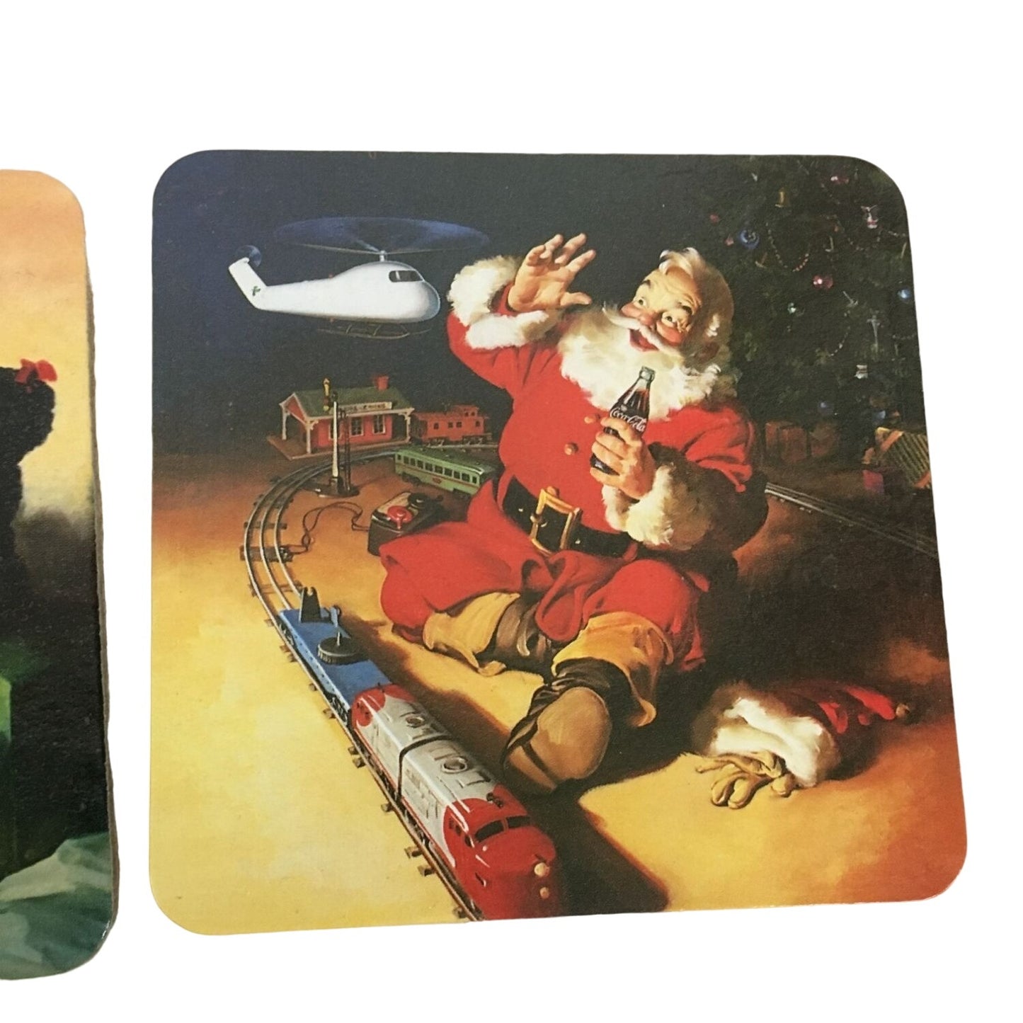 Vintage 1999 Set of 4 Coca Cola Santa Holiday Christmas Coasters