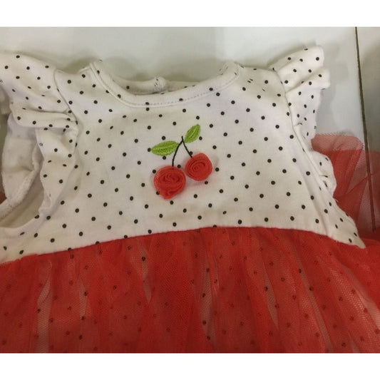 Baby Girl "Welcome to the World" 3-6M Polka Dot Onesie With Red Tutu Attached