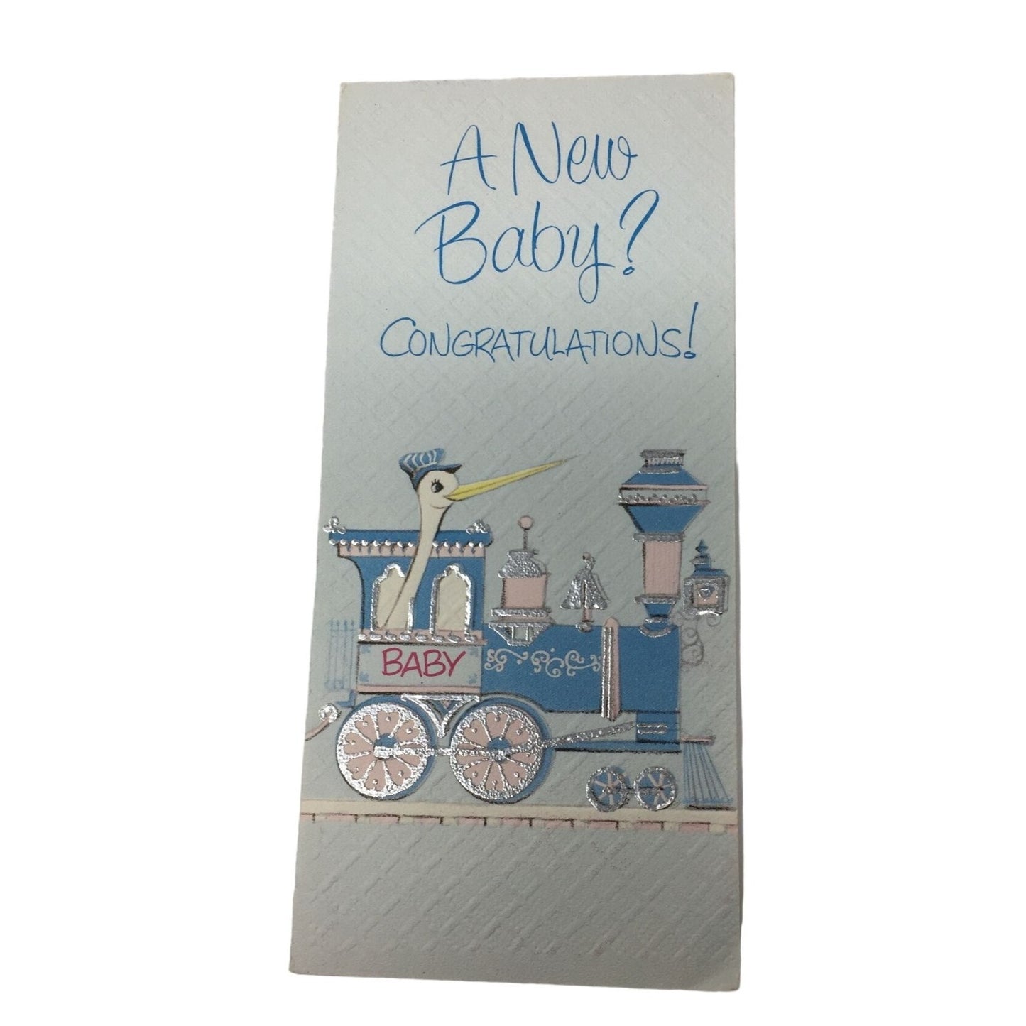 "A New Baby? Congratulations!'' Vintage Rectangular Card Welcoming New Baby