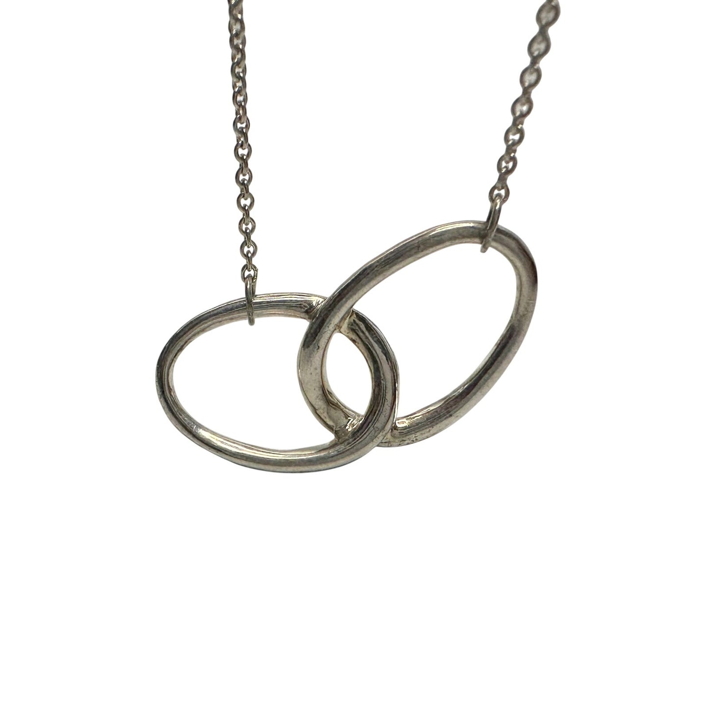 Tiffany and Co Elsa Peretti Large Double Loop Pendant Necklace 15" - Sterling Silver