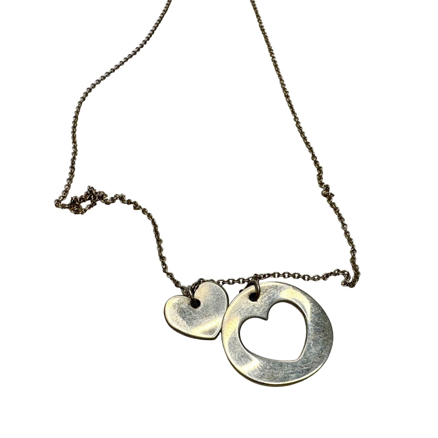 Tiffany & Co. 2 Heart Necklace - Stencil Heart Pendant with Cutout Heart