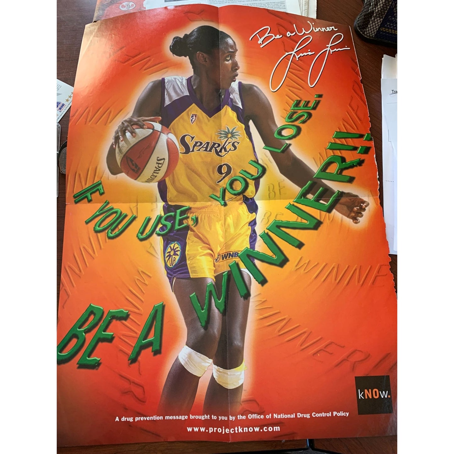 Vintage Poster with Lisa Leslie & Steve Young "If You Use, You Lose. Be A Winner"