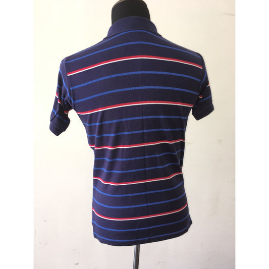 Men's Collared Polo Ralph Lauren Blue, Red, White Striped Shirt Size Medium