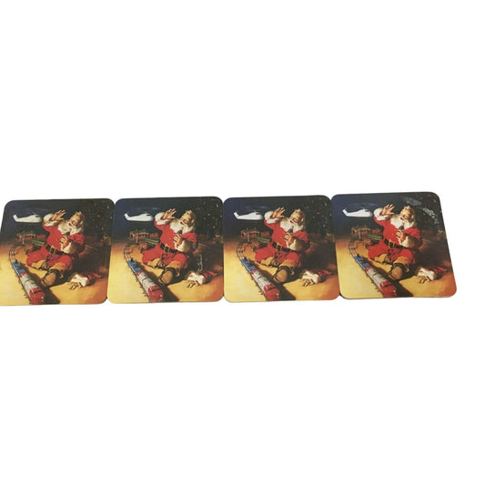 Vintage 1999 Set of 4 Coca Cola Santa Holiday Christmas Coasters