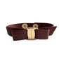 Salvatore Ferragamo Aubergine Leather Vara Bow Bracelet Deep Reddish Brown
